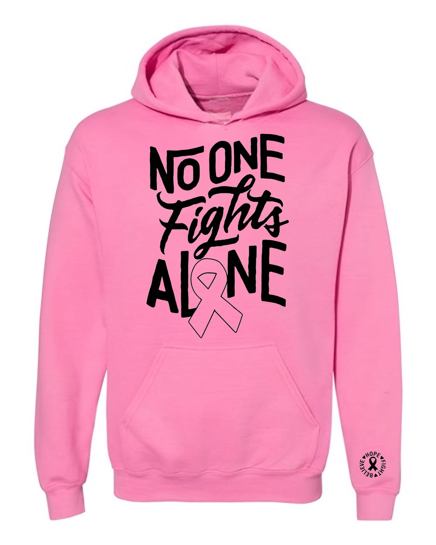No One Fights Alone Breast Cancer Awareness Hoodie