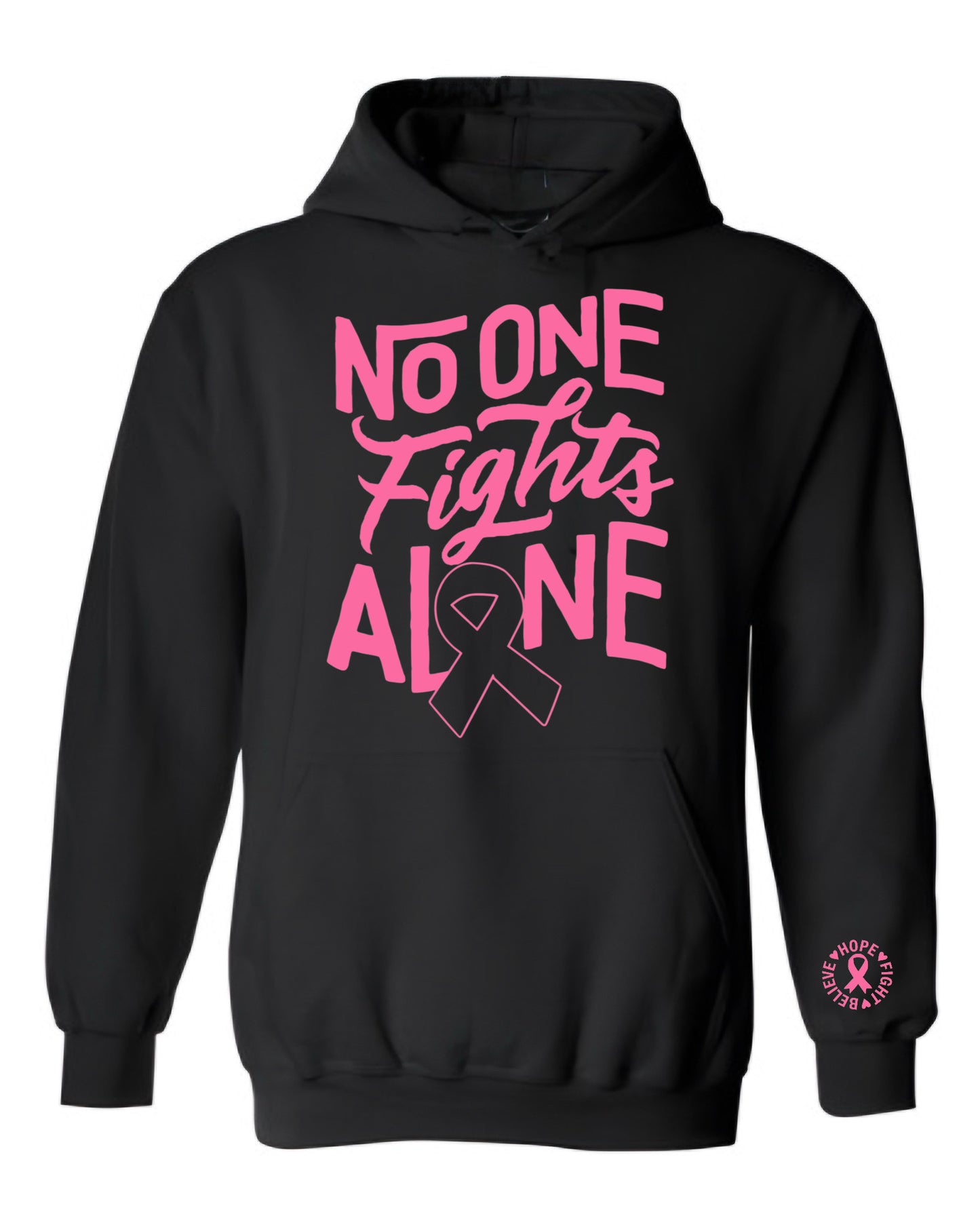 No One Fights Alone Breast Cancer Awareness Hoodie