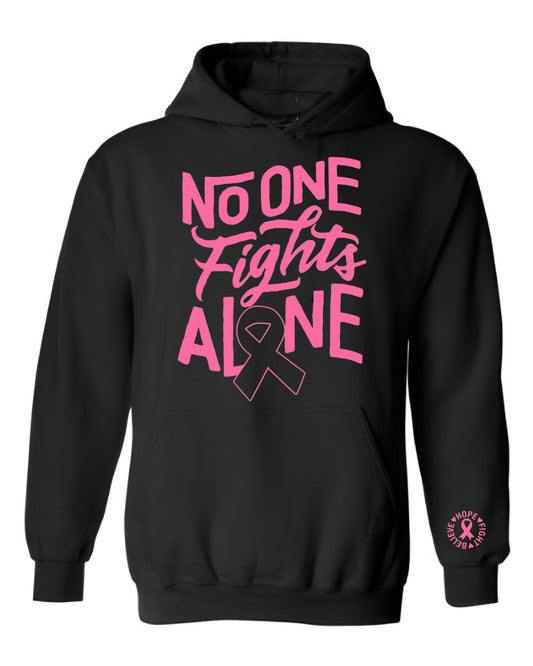 No One Fights Alone Breast Cancer Awareness Hoodie