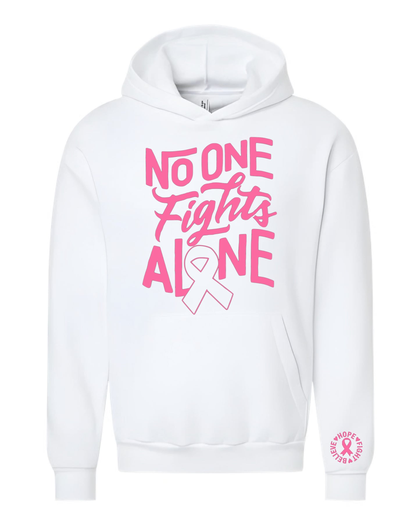No One Fights Alone Breast Cancer Awareness Hoodie